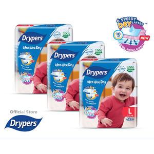 Pañales Drypers Wee Wee Dry para bebés y niños pequeños, talla L (62 unidades x 3), talla L (9-14 kg) - Product Image 3