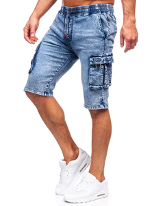 Shorts en jean vintage noir délavé coupe ample pour homme, taille haute, jambe large, 100 % coton avec poche tissée, style streetwear - Product Image 5