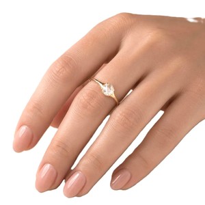 Bague de Fiançailles en Moissanite, Bague de Proposition, Bijoux Faits Main, Certifiée IGI, Or Massif 10K 14K 18K, Diamant de Laboratoire Rond Minimaliste - Product Image 3