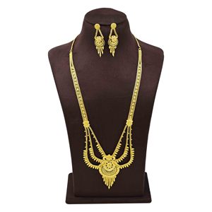 Vente en gros de colliers longs Rani Haar plaqués or micronisé 14K, 18K, 24K, ensemble de bijoux au design traditionnel, bijoux de mode, Oro Joyeria - Product Image 1