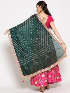 Bandhani Dupatta with Lace Border Traditional Tie Dye Ethnic Dupatta for Women Wholesale - Product Image 4