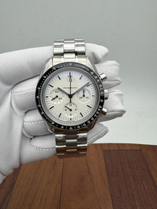 Montre Chronographe Mécanique de Haute Qualité pour Professionnels, Cadran Blanc, Lunette Noire, Acier Inoxydable, Mouvement ETA Vintage, Date - Product Image 2