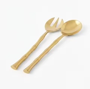Vintage Brass Cherry Leaf Charm <b>Salad</b> <b>Servers</b> Stainless Steel <b>Salad</b> Spoon and Fork Set Creative Table Decor <b>Salad</b> <b>Server</b> - Product Image 3