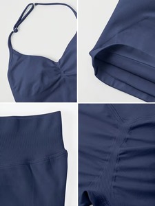 Ensemble de fitness deux pièces sans coutures : débardeur court dos nu et pantalon de compression froncé effet push-up - Product Image 6