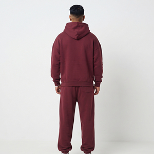 Survêtement ample pour homme 100 % polyester, coupe décontractée, épaules tombantes, style streetwear hiver, taille mi-cordon. - Product Image 2
