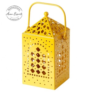 Vibrant Iron Candle Lantern With Intricate Cutwork Design Ideal For Home Decor Balcony Lighting And Festive Ambiance - Product Image 1
