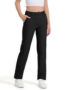 Pantalones de vestir elásticos para niñas con bolsillos, logotipo personalizado, pantalones de uniforme escolar para niñas, pantalones de vestir con cintura elástica - Product Image 1