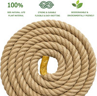Corde en jute naturelle épaisse torsadée à 3 brins (5 cm x 30,5 m) – Sécable pour balustrades de terrasse, balançoires de véranda, escalade d'arbres, décoration nautique
