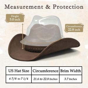 Sombrero de Vaquero de Cuero Marrón a Precio de Fábrica, Estilo Western de Ala Ancha, Vintage, Desgastado, con Banda Trenzada para Adultos, Personalizable - Product Image 5