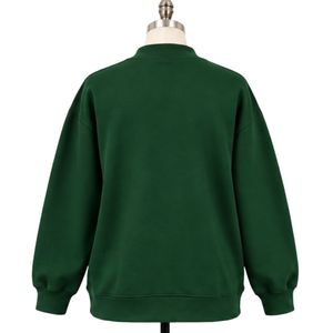 Sweat-shirt oversize vert pin foncé pour femme avec imprimé graphique « Strong Girl » blanc, col rond, manches longues, style streetwear décontracté - Product Image 3
