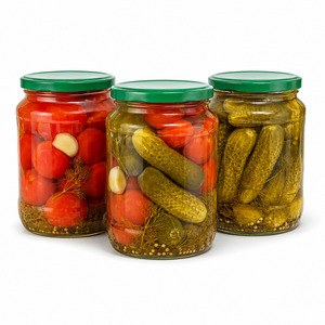 Premium Quality Natural <b>Pickled</b> Assorty Whole Unpeeled Cucumber and Tomato Packed in Various Size <b>Jar</b> - Product Image 1