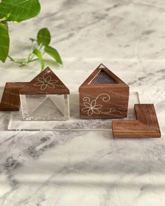 Brûleur d'encens arabe Mubkhar en bois de graines avec incrustation de nacre, diffuseur d'aromathérapie triangulaire, décoration du Ramadan - Product Image 3