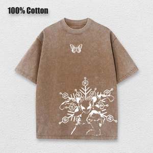 T-shirt imprimé Demon Slayer en coton 100% tissé et lavé, style rétro Harajuku, unisexe, manches courtes, pull pour homme - Product Image 6