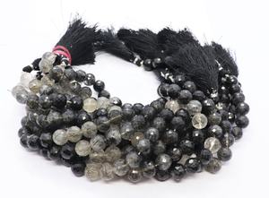 Rutile noir naturel à facettes forme ronde perles de pierres précieuses en vrac brin fait à la main 8mm rutile pour la fabrication de bijoux prix de gros en vrac - Product Image 6