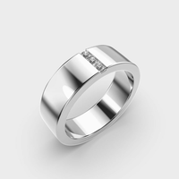 Anillo de Boda Evanex de Plata 925 Chapado en Oro Blanco con Moissanita Redonda Engastada en Canal, Diseño Geométrico Clásico Unisex