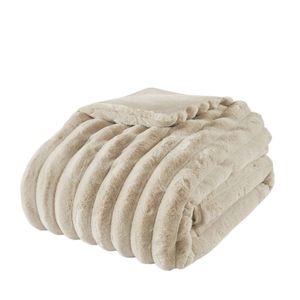 3-Piece Taupe King Ultrasoft Faux Fur Ribbed <b>Comforter</b> <b>Set</b> - Product Image 6