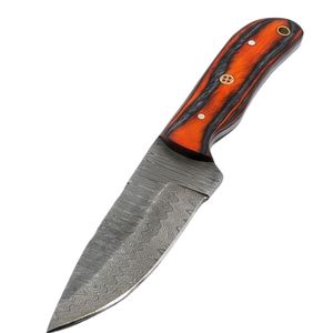 Red Blue <b>Multi</b> Color Wood Handle Forged Steel Skinner Damascus Steel Fixed Blade Hunting Knife <b>Camping</b> Outdoor Survival <b>Tool</b> - Product Image 3
