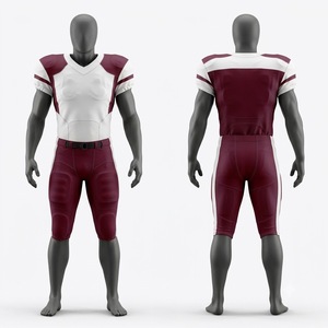 Uniforme de Fútbol Americano Personalizado, Jersey Sublimado Blanco y Borgoña, Pantalones Acolchados, Ropa Deportiva Ajustada para Hombre, Todas las Temporadas - Product Image 1