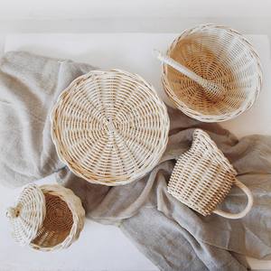 Jouets créatifs pour enfants en rotin naturel de qualité supérieure, service à thé jouet au design mignon, tasse et théière. - Product Image 4