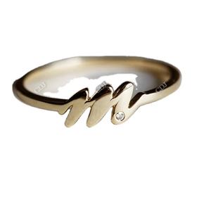 Design personnalisé Bague Initiale Simple A à Z Bague Alphabet Coupe Ronde Moissanite Solitaire Diamant Unique Bijoux De Mariage - Product Image 1