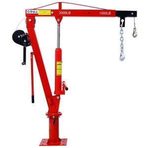 2000 lb. Grúa hidráulica roja de gran capacidad para camioneta con cabrestante manual y grúa de pluma para plataforma de camión - Product Image 1