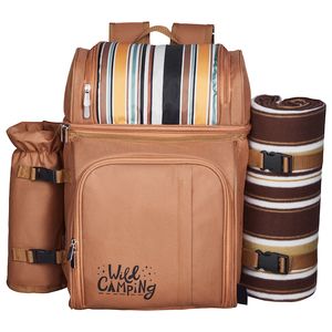 Zaino da Spiaggia e Picnic alla Moda per 4 Persone con Scomparto Termico, Portabottiglie/Stivaletto Vino Staccabile e Luce Integrata - Product Image 5