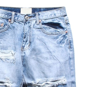 Short en jean délavé personnalisé, style vintage tendance, pour l'été, streetwear et tenue décontractée, unisexe. - Product Image 3