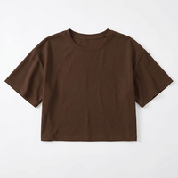 T-shirt décontracté en jersey pour femme, coupe courte, col rond, manches courtes, épaules tombantes, coupe ample, couleurs personnalisables, lettres et impressions sur mesure