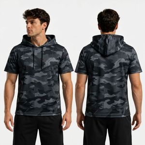 Camiseta Deportiva de Manga Corta con Capucha, Sublimada en Rojo y Negro, de Poliéster, de Secado Rápido, Transpirable y que Absorbe la Humedad - Product Image 6