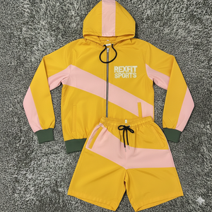 Conjunto Deportivo Corto Rexfit Personalizado para Hombre, Chaqueta Cortavientos Ligera de Nailon, Conjunto Deportivo Corto, Venta al Por Mayor - Product Image 3