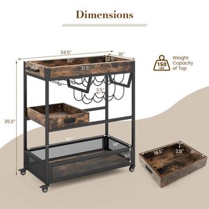 Carrello industriale a 3 livelli con portabottiglie per hotel e ristoranti - Product Image 5