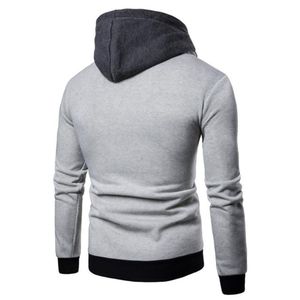 <b>Men's</b> Gray Hooded <b>Zip</b>-<b>Up</b> Sweatshirt Slim Fit Casual French Terry Hoodie Autumn Wear - Product Image 2