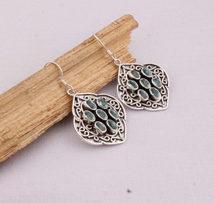 Pendientes de Plata de Ley 925 con Topacio Azul, Estilo Vintage, Gema de Topacio Azul Claro Genuino, Pendientes Colgantes Hechos a Mano, Venta al Por Mayor - Product Image 5