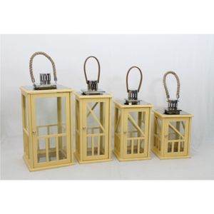 Juego de 4 Faroles de Madera Blancos al por Mayor, Grandes Portavelas Decorativos para Exteriores con Techo de Metal, Faroles de Alta Calidad para Decoración del Hogar - Product Image 6