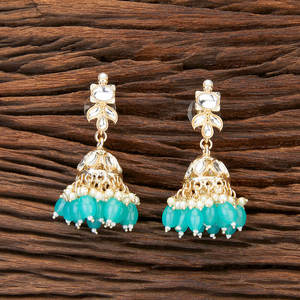 ต่างหูแบบแชนเดอเลียร์ Kanhai Jewels คุณภาพส่งออกออนไลน์ล่าสุด วัสดุทองเหลือง ชุบเมห์นดี รุ่น 113469 สำหรับผู้หญิง - Product Image 4