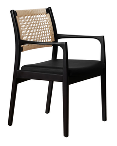 Silla de Comedor Moderna de Madera de Teca Sólida Ecológica con Respaldo de Ratán Sintético y Cojín Tapizado para Muebles de Hotel y Apartamento - Product Image 5