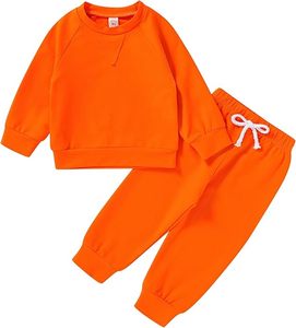 Nouvel ensemble de vêtements pour enfants unisexe, sweat-shirt à manches longues, pantalon uni, 2 pièces, pour l'hiver, tenues pour tout-petits, polyester/coton/polaire - Product Image 6