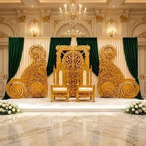 Escenario Majestuoso para Celebración de Walima con Decoración Paisley, Marcos de Fibra para Recepción de Bodas, Marcos de FRP a Precios de Mayoreo - Product Image 6