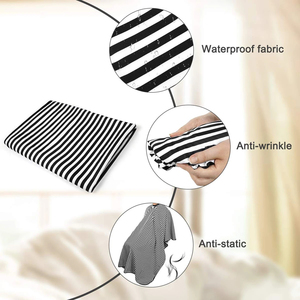 Capa de peluquería a rayas resistente al agua, capa de barbero para salón, patrón blanco y negro, capa textil para cortar el cabello con broches ajustables para salón - Product Image 3