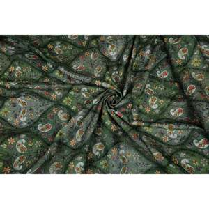 Tissu en soie Dola imprimé floral vert avec broderie, vendu au mètre, largeur 44 pouces, ornements Paisley pour sacs - Product Image 4