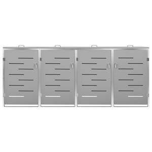 Quadruple Wheelie Bin Shed 108.9"x30.5"x44.3" Stainless Steel Waste Bins - Product Image 5