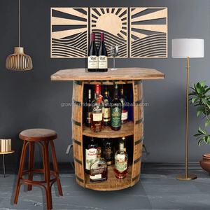 Meuble bar en bois de manguier moderne avec étagères ouvertes pour le rangement de bar à domicile et l'utilisation hôtelière, Nouveauté 2026 - Product Image 1