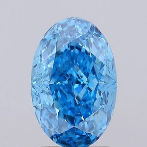 Diamant de laboratoire bleu vif taille ovale, couleur fantaisie, pierre lâche pour bague de fiançailles ou bijoux fins - Product Image 1