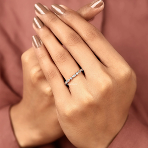Anillo de Eternidad Clásico con Moissanita Corte Marquesa para Mujer, Plata de Ley 925, Chapado en Oro de 18K, para Aniversario de Bodas - Product Image 5