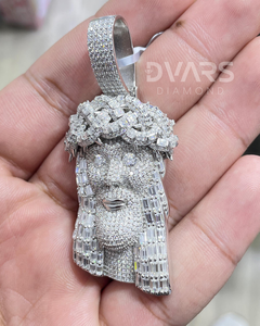Pendentif Tête de Jésus style Hip Hop, entièrement serti de diamants, en argent 925, micro-pavé, en moissanite, pendentif religieux - Product Image 3