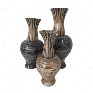 Jarrón floral al por mayor Vietrustic, jarrón de bambú hilado para decoración de mesa, jarrón para plantas con incrustaciones de bambú - Product Image 5