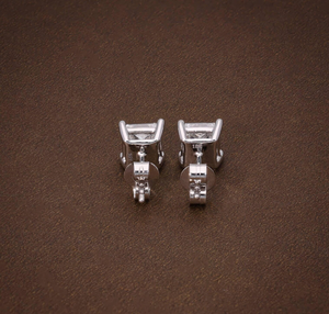 ต่างหูเพชร IGI Certified Lab Diamond เงินแท้ 925 ชุบเงิน ทรงปรินเซสคัท สี F สไตล์วินเทจ สำหรับงานหมั้น งานแต่งงาน หรืองานเลี้ยงสุดหรู - Product Image 4