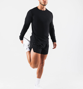 T-shirts pour hommes en gros, ajustés, 65% polyester, 30% rayonne, 5% élasthanne, manches longues, pour hommes, en vrac - Product Image 1