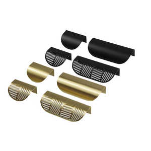 Tiradores de latón negro ecológicos, modernos, sencillos y con diseño calado para puertas de armarios de cocina y baño, venta al por mayor - Product Image 2