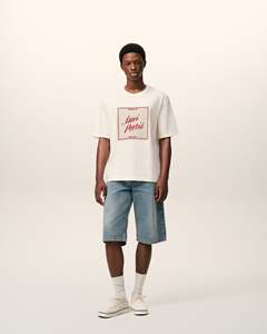 T-shirt en coton tricoté surdimensionné personnalisable avec logo rouge imprimé sur le devant, col rond, manches courtes, séchage rapide, décontracté pour homme - Product Image 5